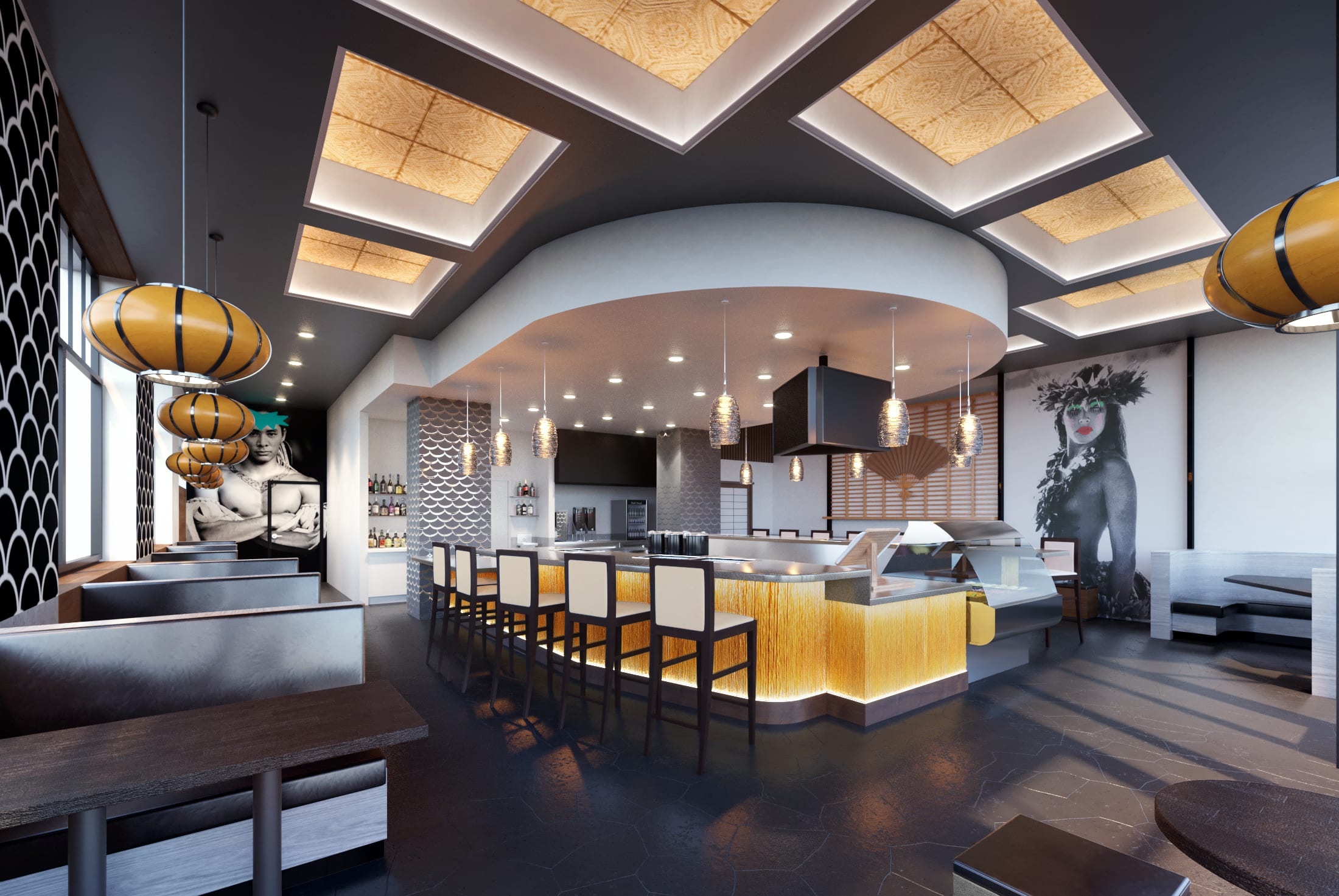 Lemonshark Poke Makai Grill Interior Design